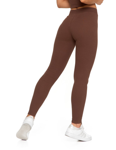 Legginsy - Legginsy damskie bawełniane z szeroką gumą w pasie MOKKA - produkt 11