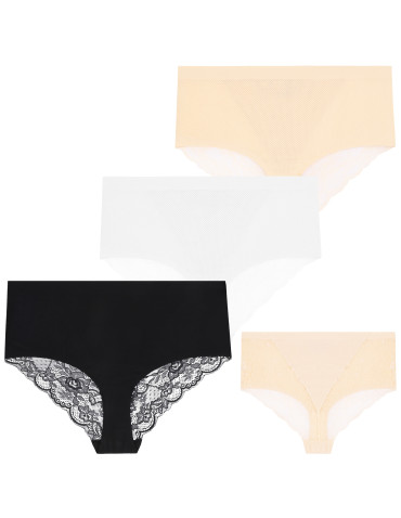 Figi - Majtki damskie z koronką maxi bikini 3-pak WIELOKOLOROWY - produkt 1