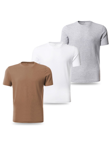 Koszulki, topy, koszule - Koszulka męska bawełniana T-shirt z okrągłym dekoltem 3-pak WZÓR 4 - produkt 1