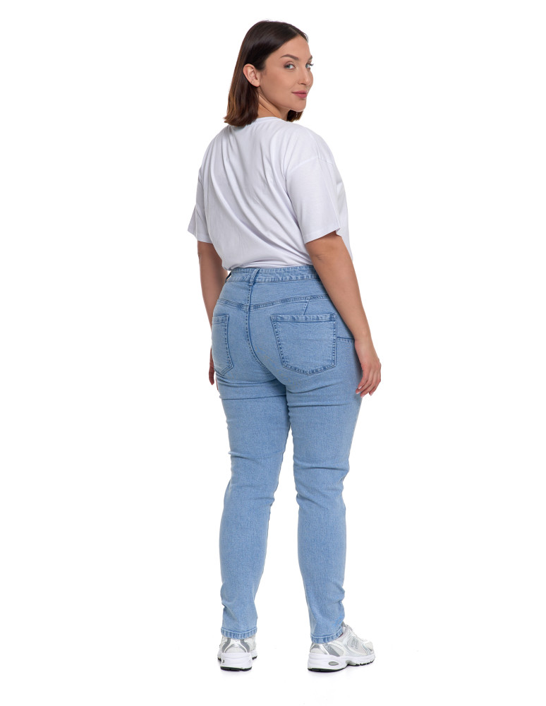 Spodnie - Damskie spodnie skinny jeansowe rurki NIEBIESKI - produkt moraj.pl 8