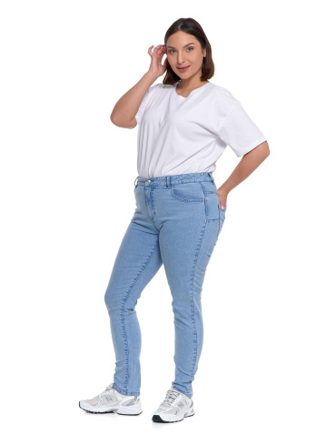 Spodnie - Damskie spodnie skinny jeansowe rurki NIEBIESKI - produkt 9