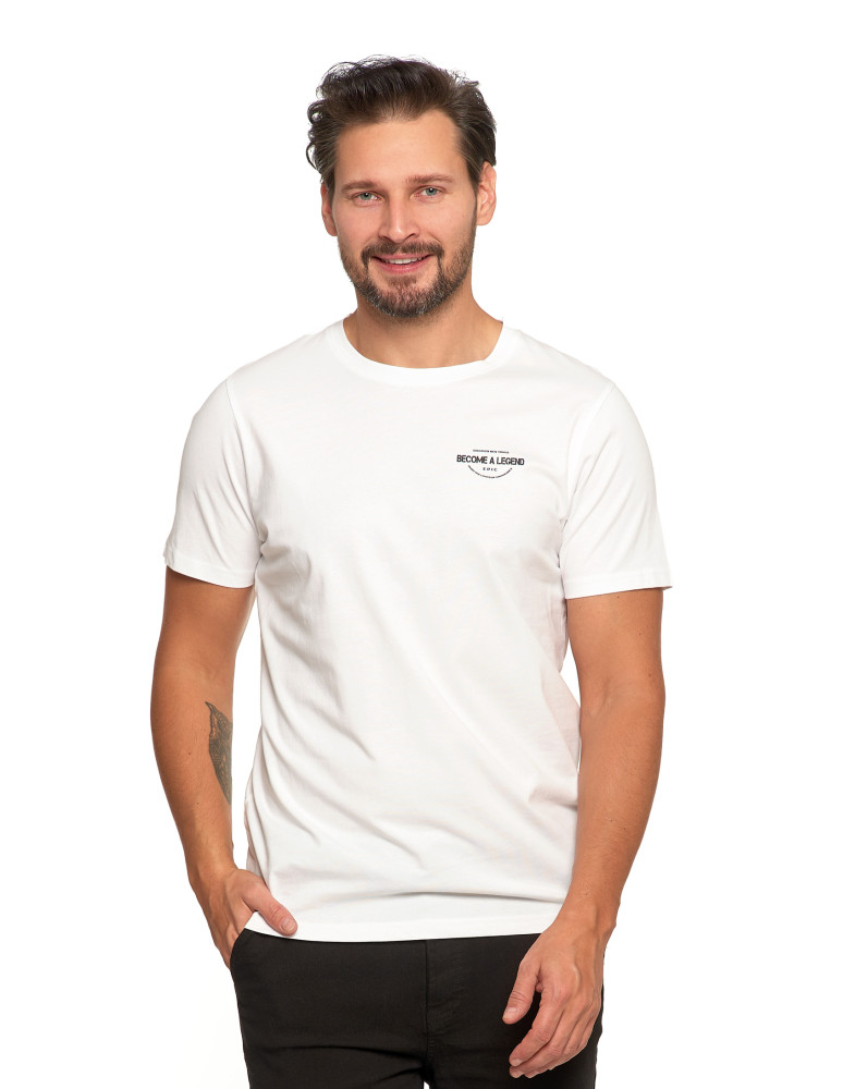 Koszulki, topy, koszule - T-shirt męski bawełniany z nadrukiem BIAŁY - produkt moraj.pl 1