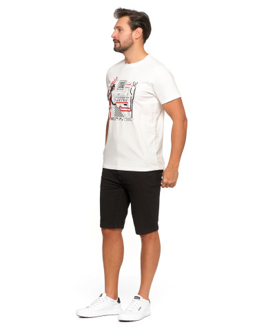 Koszulki, topy, koszule - Koszulka męska bawełniana T-shirt z nadrukiem BIAŁY - produkt 2