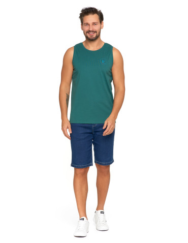 Koszulki, topy, koszule - Koszulka męska bez rękawów bawełniana tank top z nadrukiem TURKUSOWY - produkt 4