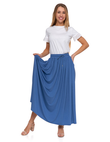 Spódnice - Długa spódnica damska maxi wiskozowa z kieszeniami JEANS - produkt 5