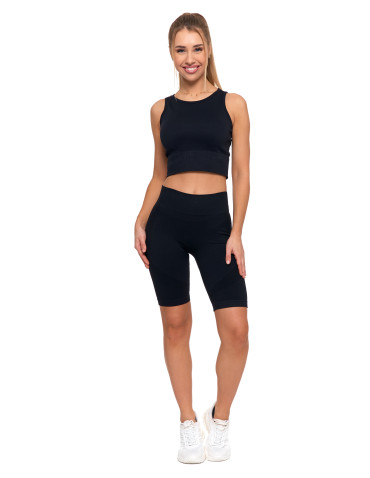 Legginsy - Legginsy bezszwowe damskie kolarki push-up CZARNY - produkt 3