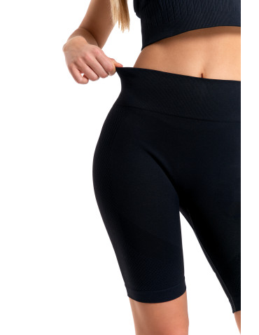 Legginsy - Legginsy bezszwowe damskie kolarki push-up CZARNY - produkt 6