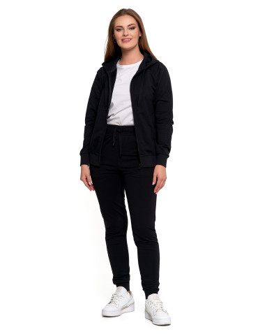 Bluzy - Bluza damska dresowa z kapturem i zamkiem CZARNY - produkt 2