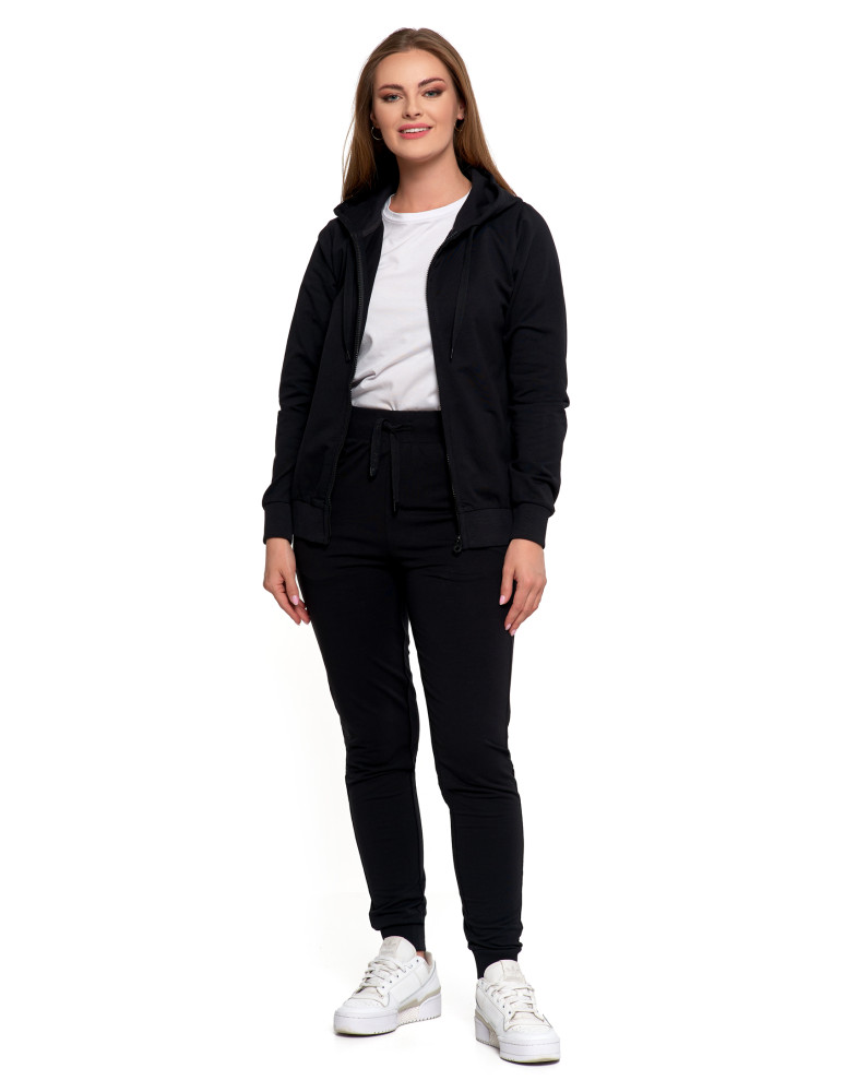 Bluzy - Bluza damska dresowa z kapturem i zamkiem CZARNY - produkt moraj.pl 2