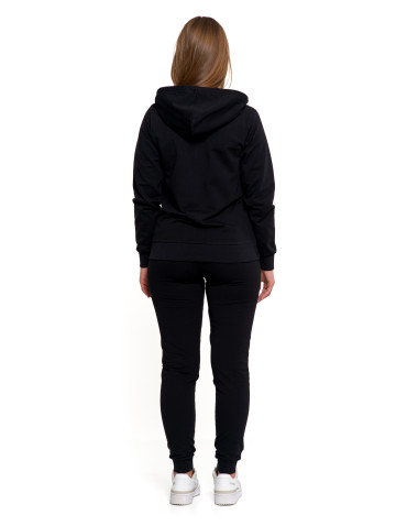 Bluzy - Bluza damska dresowa z kapturem i zamkiem CZARNY - produkt 6