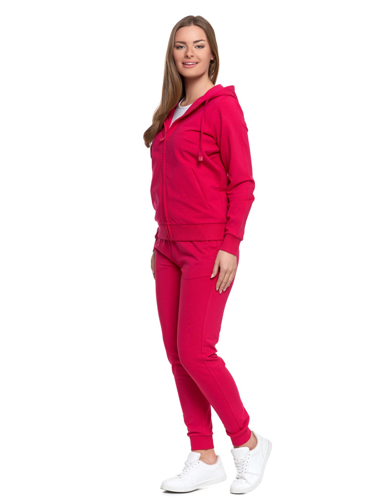 Bluzy - Bluza damska dresowa z kapturem i zamkiem RÓŻOWY - produkt moraj.pl 2