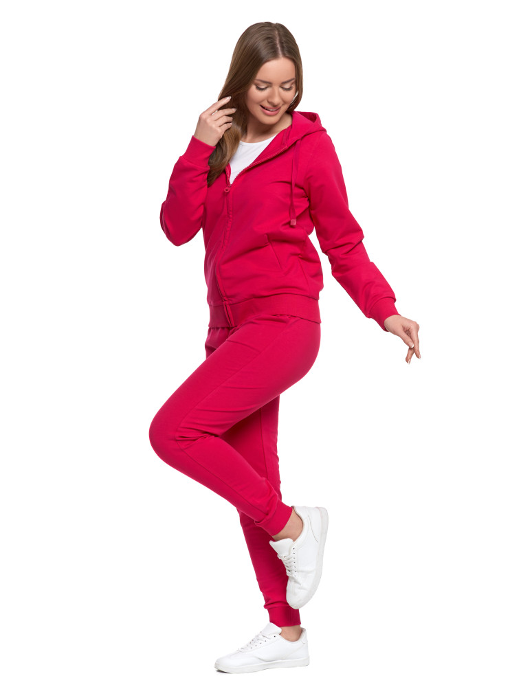 Bluzy - Bluza damska dresowa z kapturem i zamkiem RÓŻOWY - produkt moraj.pl 3