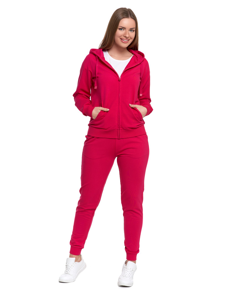 Bluzy - Bluza damska dresowa z kapturem i zamkiem RÓŻOWY - produkt moraj.pl 6