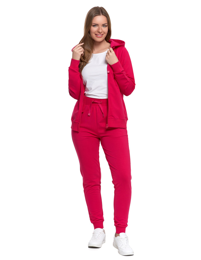 Bluzy - Bluza damska dresowa z kapturem i zamkiem RÓŻOWY - produkt moraj.pl 7