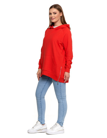 Bluzy - Bluza damska dresowa oversize z kapturem CZERWONY - produkt 7