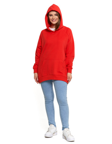 Bluzy - Bluza damska dresowa oversize z kapturem CZERWONY - produkt 9
