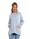 Bluza damska dresowa oversize z kapturem NIEBIESKI