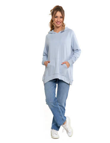 Bluzy - Bluza damska dresowa oversize z kapturem NIEBIESKI - produkt 8