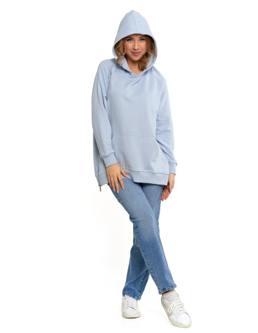 Bluzy - Bluza damska dresowa oversize z kapturem NIEBIESKI - produkt 11