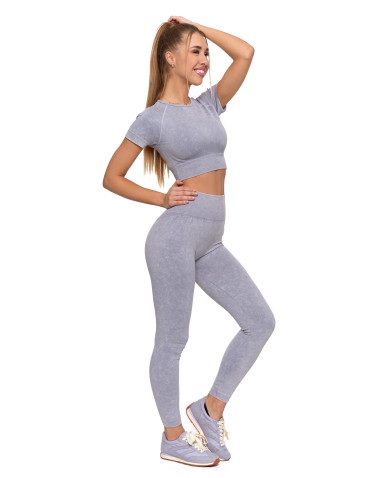 Legginsy - Legginsy damskie bezszwowe z wysokim stanem sportowe SZARY - produkt 3