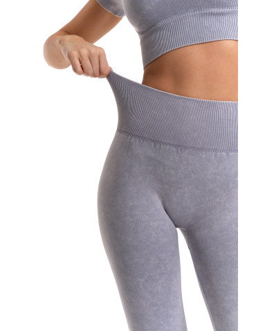 Legginsy - Legginsy damskie bezszwowe z wysokim stanem sportowe SZARY - produkt 6