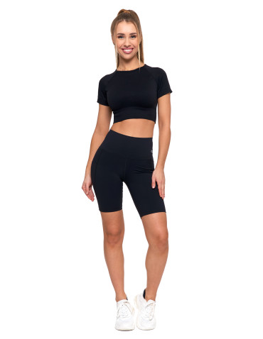 Legginsy - Legginsy kolarki damskie sportowe z kieszeniami CZARNY - produkt 1