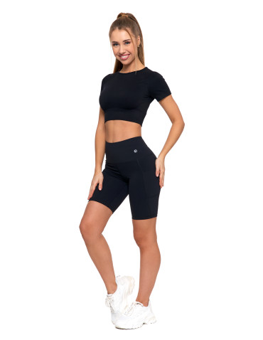 Legginsy - Legginsy kolarki damskie sportowe z kieszeniami CZARNY - produkt 2
