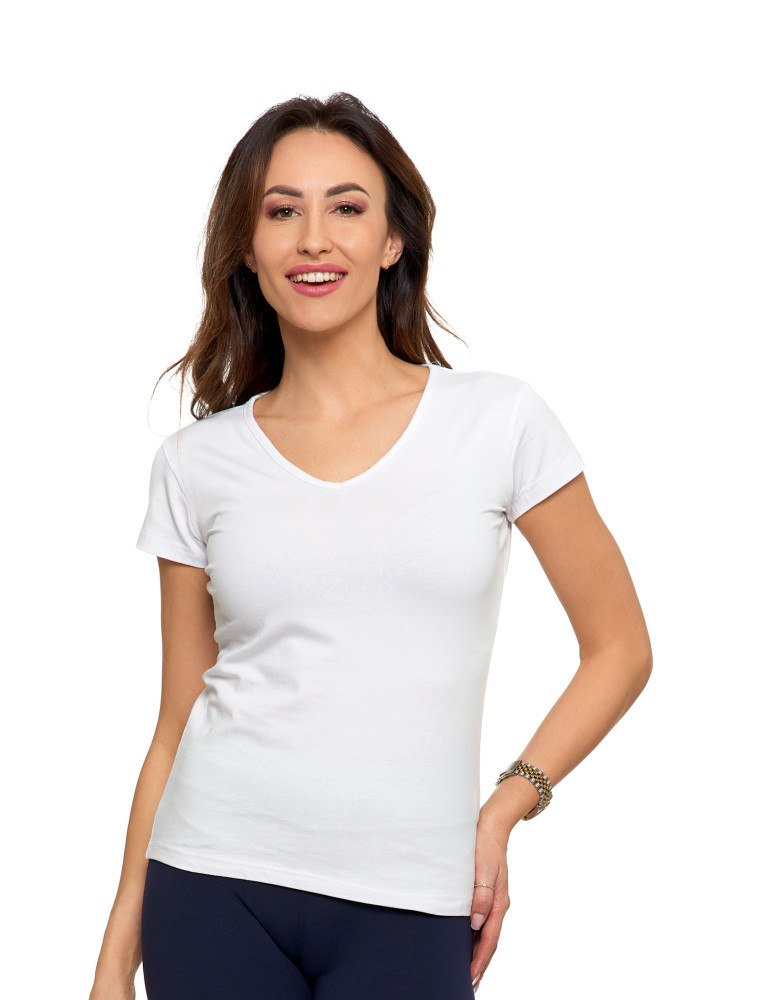 Koszulki i topy - Koszulka damska T-shirt z dekoltem w serek 3-pak WIELOKOLOROWY - produkt moraj.pl 8