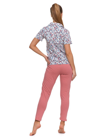 Krótki rękaw - Piżama damska bawełniana rozpinana krótki rękaw Plus Size WZÓR 1 - produkt 3