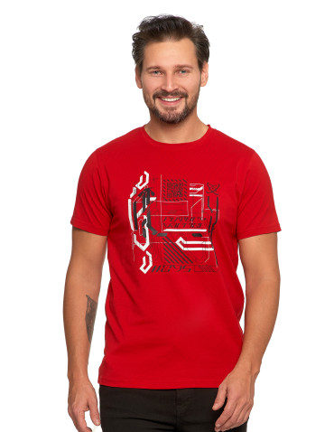 Koszulki, topy, koszule - Koszulka męska T-shirt z nowoczesnym nadrukiem BORDOWY - produkt 1