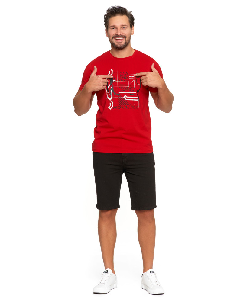 Koszulki, topy, koszule - Koszulka męska T-shirt z nowoczesnym nadrukiem BORDOWY - produkt moraj.pl 4