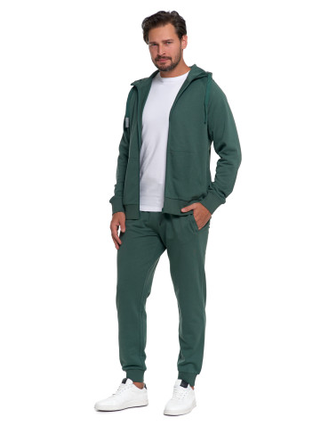 Bluzy - Męska bluza dresowa z kapturem rozpinana ZIELONY - produkt 2