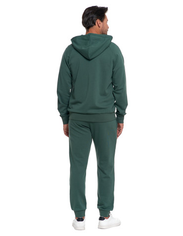 Bluzy - Męska bluza dresowa z kapturem rozpinana ZIELONY - produkt 4