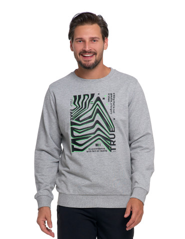 Bluzy - Bluza męska z nadrukiem bez kaptura JASNY SZARY - produkt 1