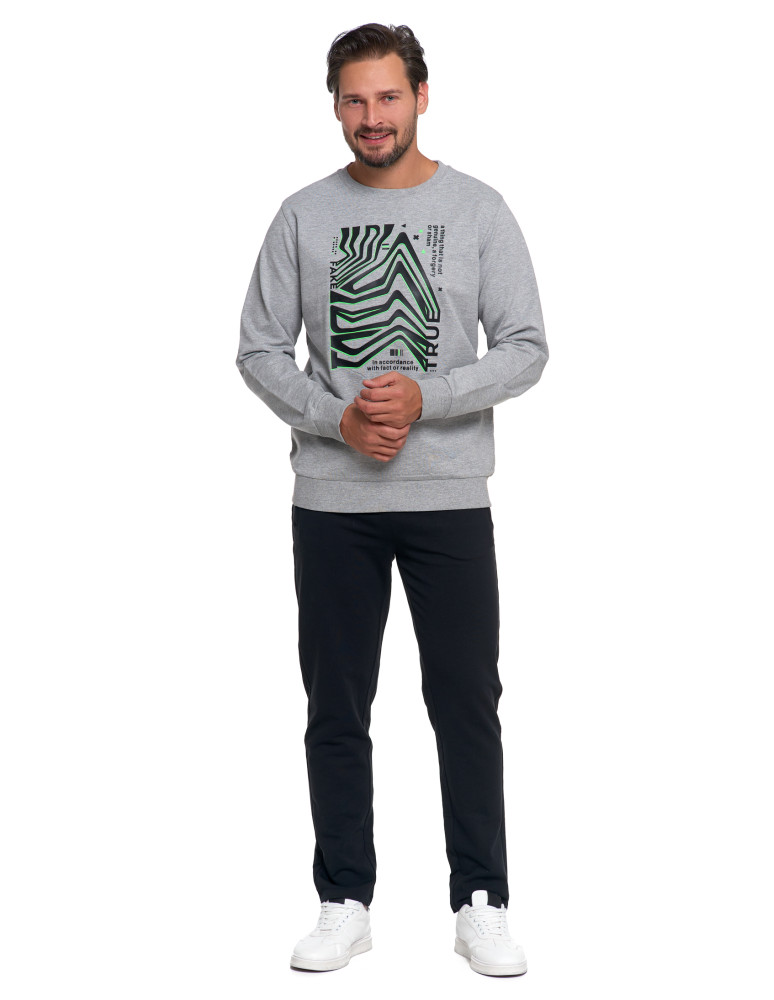 Bluzy - Bluza męska z nadrukiem bez kaptura JASNY SZARY - produkt moraj.pl 4