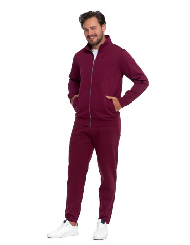 Bluzy - Męska bluza dresowa ze stójką i zamkiem BORDOWY - produkt 5