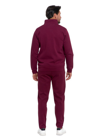 Bluzy - Męska bluza dresowa ze stójką i zamkiem BORDOWY - produkt 7