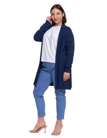 Swetry - Kardigan damski sweter z długimi rekawami GRANATOWY - produkt 9