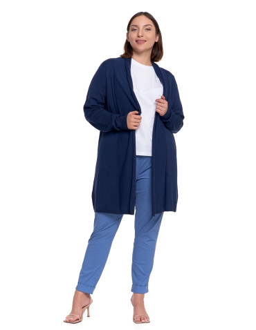 Swetry - Kardigan damski sweter z długimi rekawami GRANATOWY - produkt 11