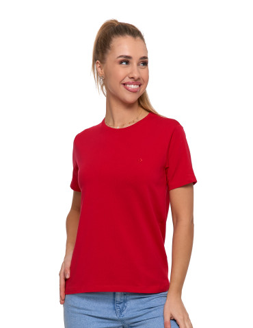 Koszulki i topy - Koszulka damska bawełna Premium T-shirt dekolt okrągły MALINOWY - produkt 1