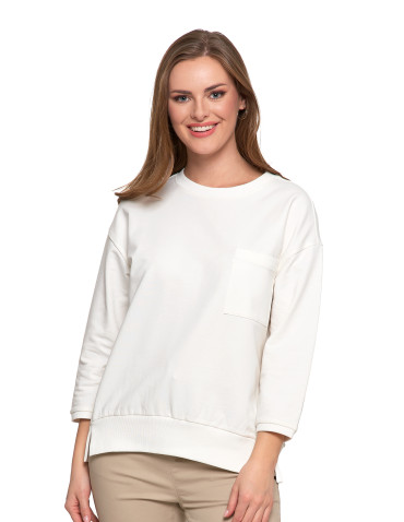 Bluzy - Bluza damska z kieszonką o luźnym kroju BIAŁY - produkt 1