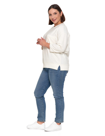 Bluzy - Bluza damska z kieszonką o luźnym kroju BIAŁY - produkt 8