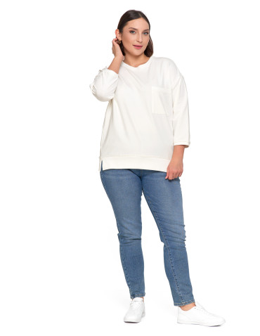 Bluzy - Bluza damska z kieszonką o luźnym kroju BIAŁY - produkt 10
