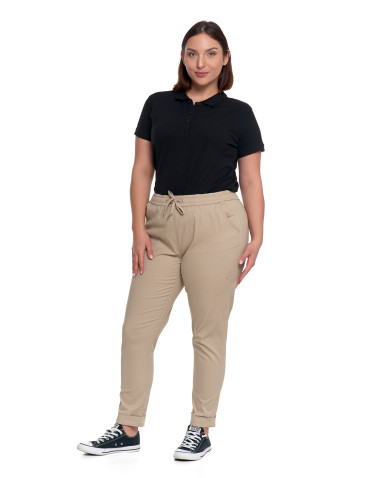Spodnie - Spodnie damskie jogger w stylu casual z bawełny BEŻOWY - produkt 8