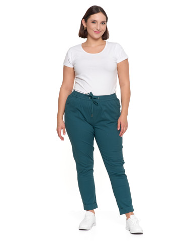 Spodnie - Spodnie damskie jogger w stylu casual z bawełny ZIELONY - produkt 1