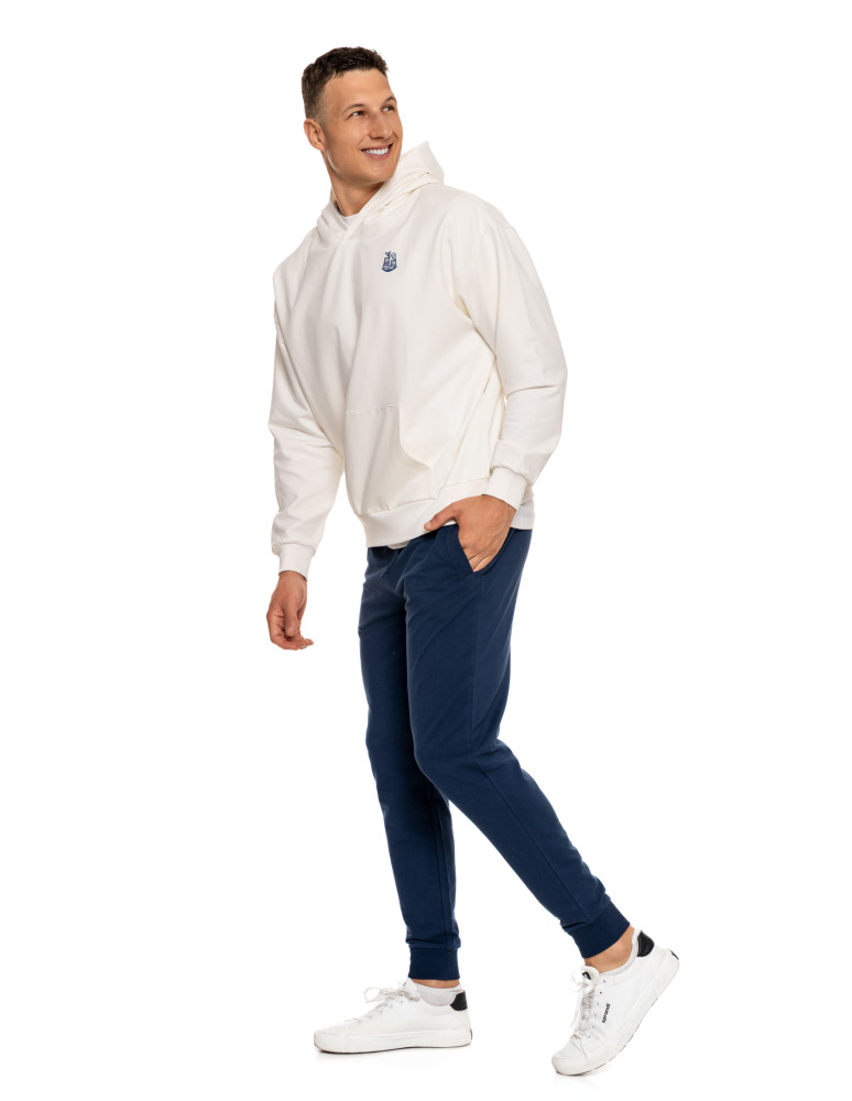 Bluzy - Męska bluza dresowa z kapturem i nadrukiem na plecach BIAŁY - produkt moraj.pl 6
