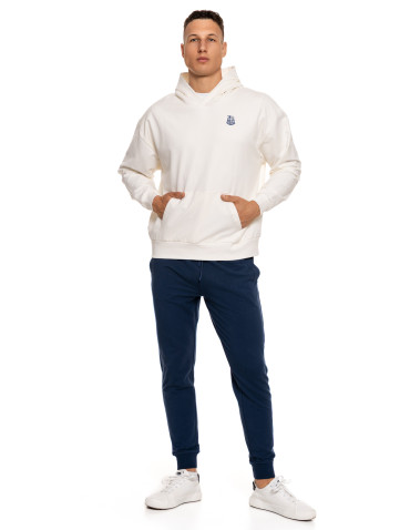 Bluzy - Męska bluza dresowa z kapturem i nadrukiem na plecach BIAŁY - produkt 13