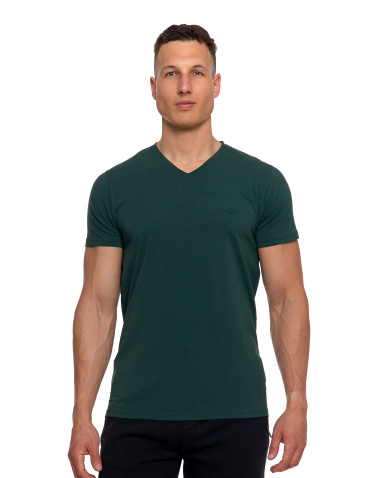Koszulki, topy, koszule - Koszulka męska bawełna Premium T-shirt dekolt w serek KHAKI - produkt 1