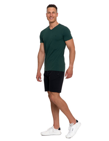 Koszulki, topy, koszule - Koszulka męska bawełna Premium T-shirt dekolt w serek KHAKI - produkt 2