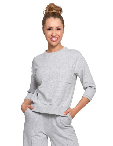 Bluzy - Bluza damska z kieszonką o luźnym kroju SZARY - produkt 1